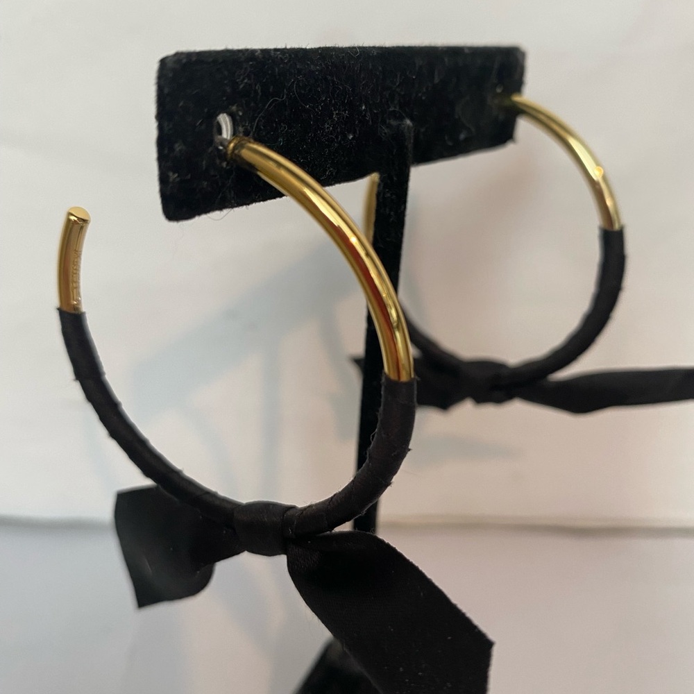 J Crew gold tone bow wrapped hoops earrings  1.75”